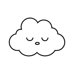 cartoon cloud icon with sleeping face 