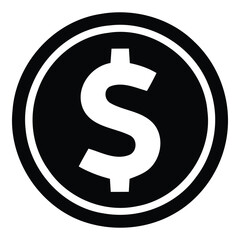 Black and White Dollar Coin Icon Graphic Design