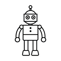 cartoon robot icon in flat outline style 