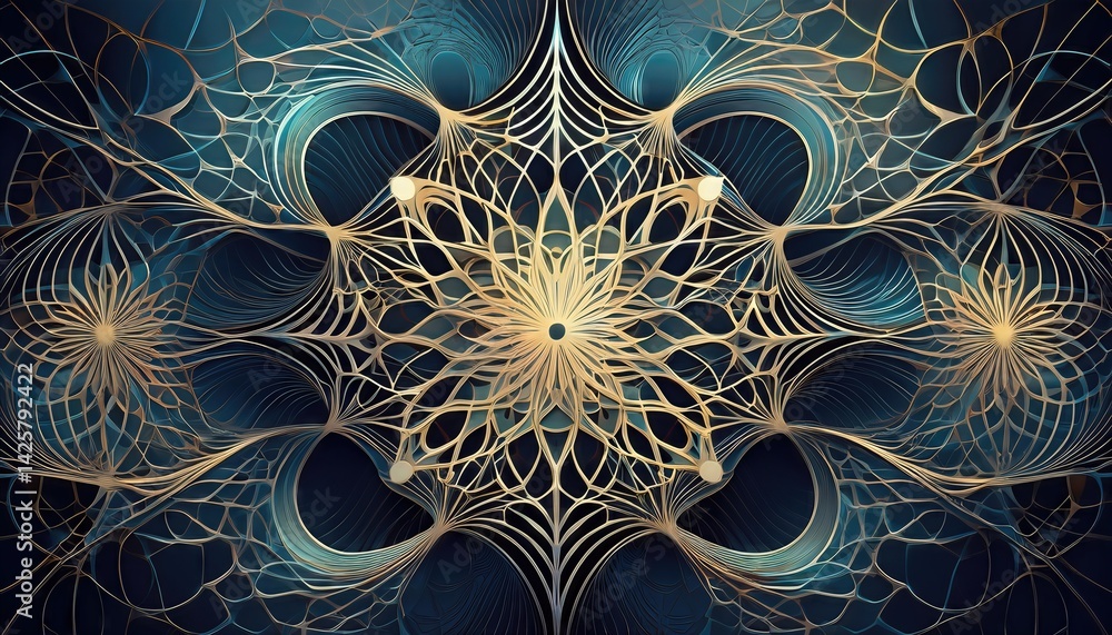 Poster intricate abstraction vibrant lines and shapes create a mesmerizing, everchanging kaleidoscope of ge