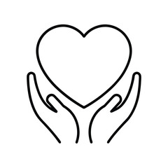 charity heart in hands icon in minimal style