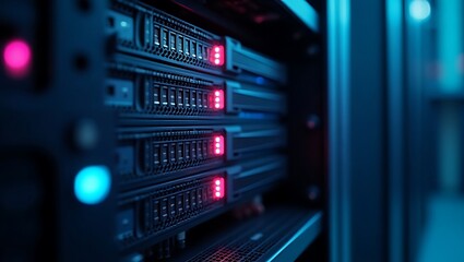 Close-up of Dell PowerEdge R730 servers in a data center