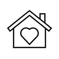 vector illustration of charity home shelter icon with heart roof 