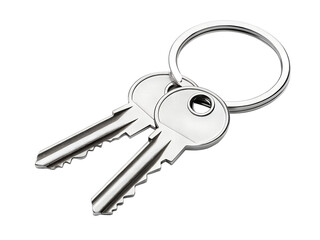 Two keys on a ring isolated on transparent background