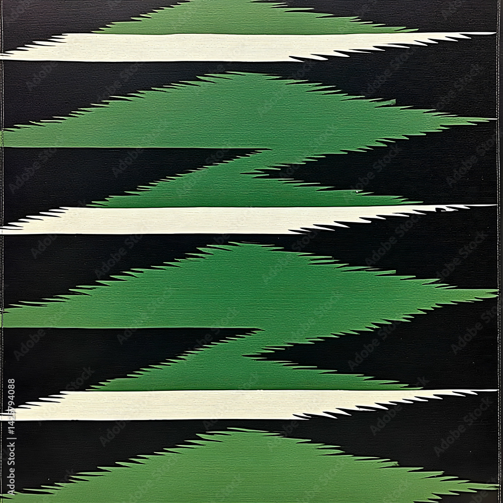 Wall mural abstract green and black textile pattern. background texture for design projects