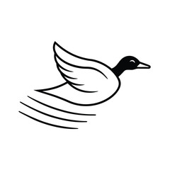 Fototapeta premium lying duck icon with motion lines white background