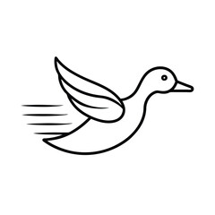  flying duck icon with motion lines white background