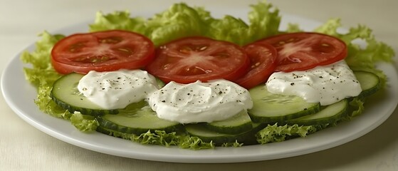 Tomato and Cucumber Salad on Plate