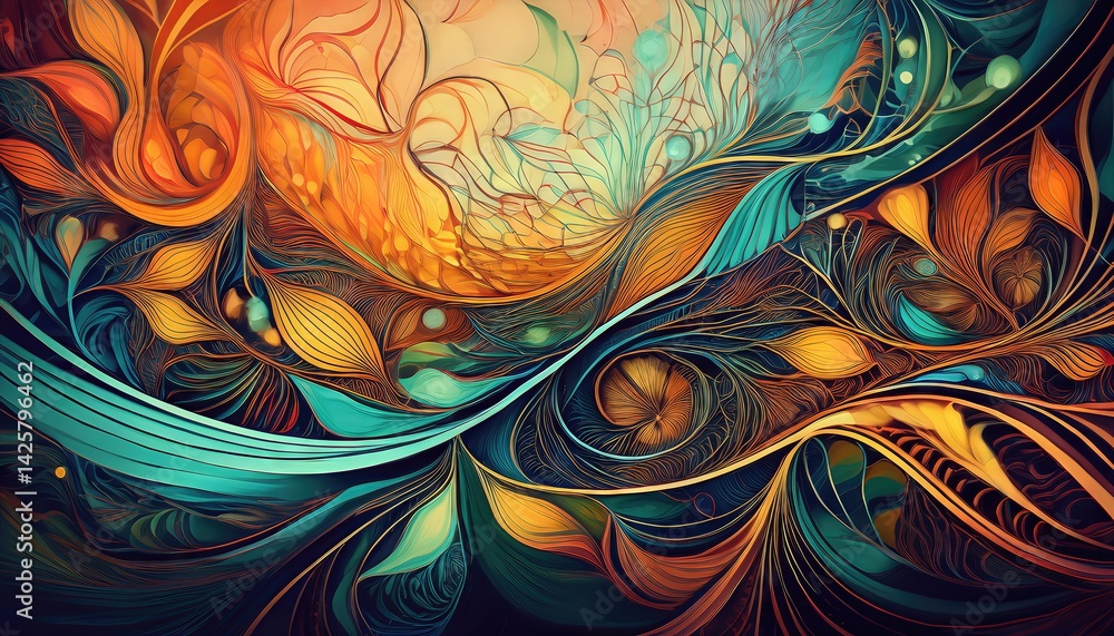 Aufkleber an intricate, mesmerizing dance of lines and shapes abstract artwork showcasing a dynamic visual sym