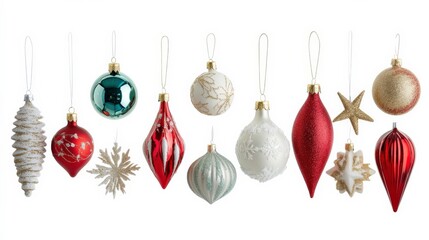 Handmade Christmas Ornaments Isolated on White Background
