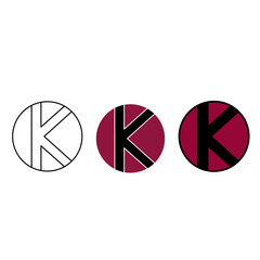 Letter K inside a circle used on medicine packaging. Simple pharmaceutical label vector for drug identification