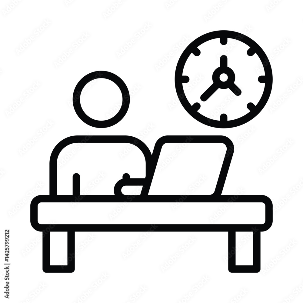 Poster working hours vector outline icon. eps10 file