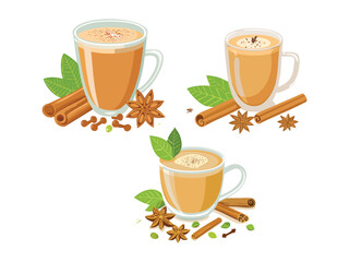 Obraz premium vector illustration of an indian food Masala Chai (Spiced Tea)