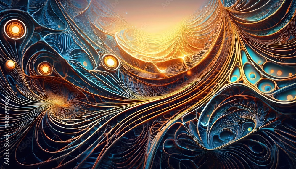 Poster intricate abstraction vibrant lines and shapes form a mesmerizing pattern, embracing the energetic s