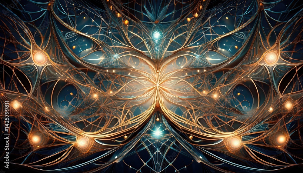 Poster dynamic abstract network intricate lines shapes form a mesmerizing kaleidoscope of colors and textur