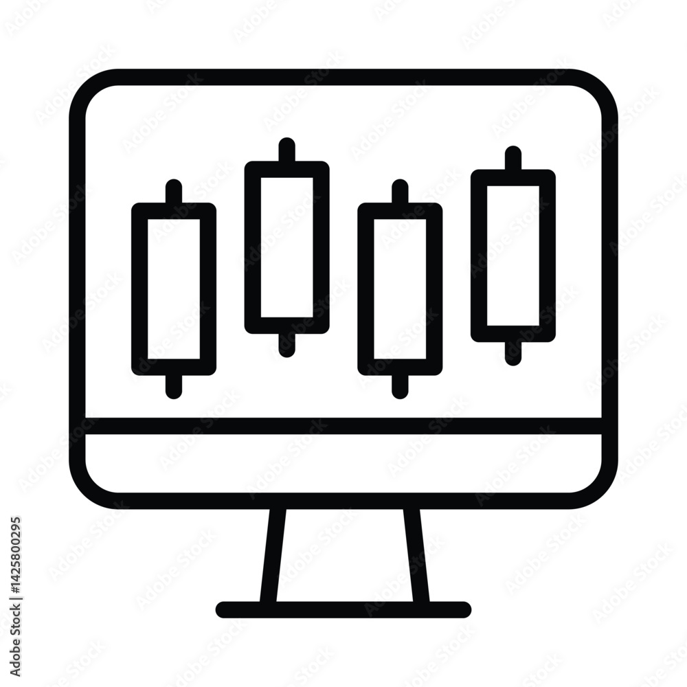 Poster candlestick chart vector outline icon. eps10 file
