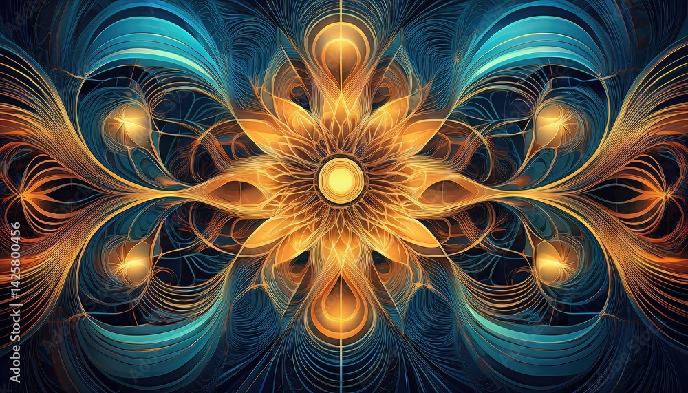 Poster abstract dynamism intricate network of lines and shapes resonating energy in a vibrant symphony of c