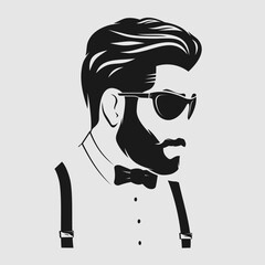 Bearded men in sunglasses. Vector illustration	
