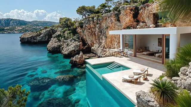 Luxury Cliffside Villa with Infinity Pool and Ocean Views in Mallorca