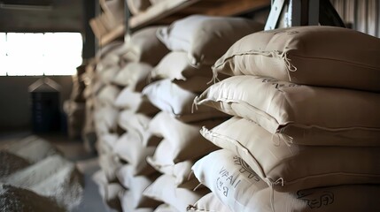 A pile stack flour sacks, Generative AI illustrations.