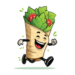Walking Burrito cartoon mascot illustration design character vector- Adobe Illustrator Artwork
