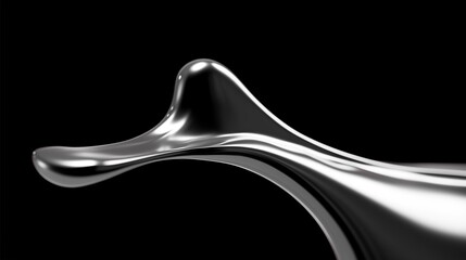 3D render of melting liquid silver on a black background, close-up, with an elegant and luxurious aesthetic, soft lighting, fluid shapes, delicate curves