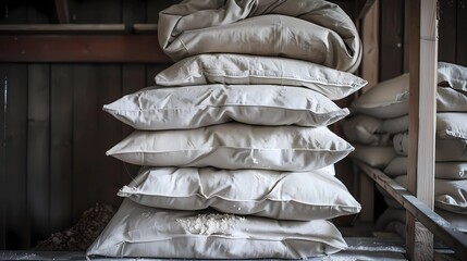 A pile stack flour sacks, Generative AI illustrations.