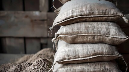 A pile stack flour sacks, Generative AI illustrations.