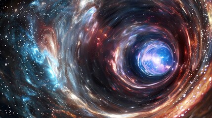 Abstract of a wormhole in space, Generative AI illustrations.