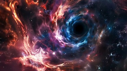 Abstract of a wormhole in space, Generative AI illustrations.