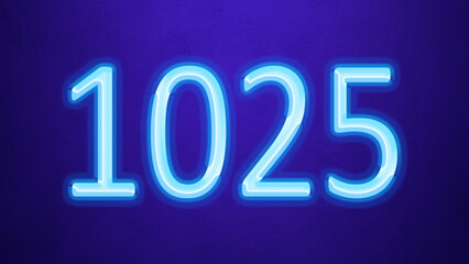 Glowing blue number design of 1025 on blue background.