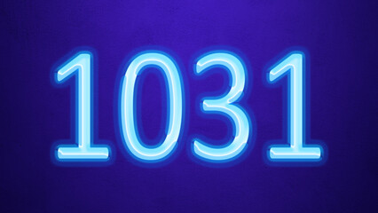 Glowing blue number design of 1031 on blue background.