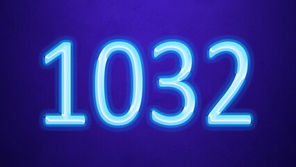 Glowing blue number design of 1032 on blue background.