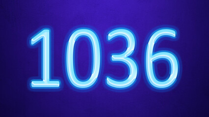 Glowing blue number design of 1036 on blue background.