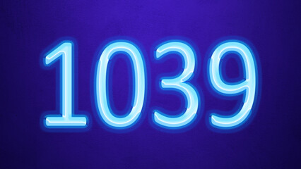 Glowing blue number design of 1039 on blue background.