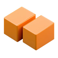 Obraz premium Minimalist top view of stacked orange blocks in digital art. Isolated on transparent background, png.