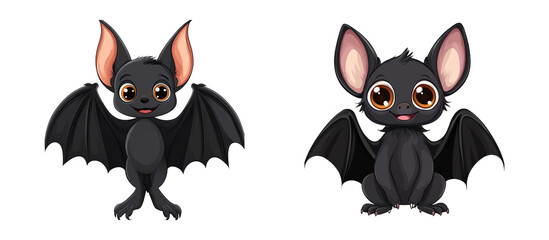 Cartoon bats, animals illustration, mammals, Halloween, holiday, cute, cut out transparent