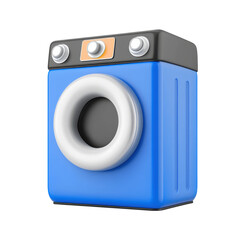 Washing machine icon home appliance 3d render modern design. Isolated on transparent background, png.