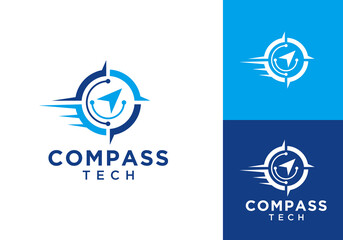 fast tech north compass logo design concept © nubikor