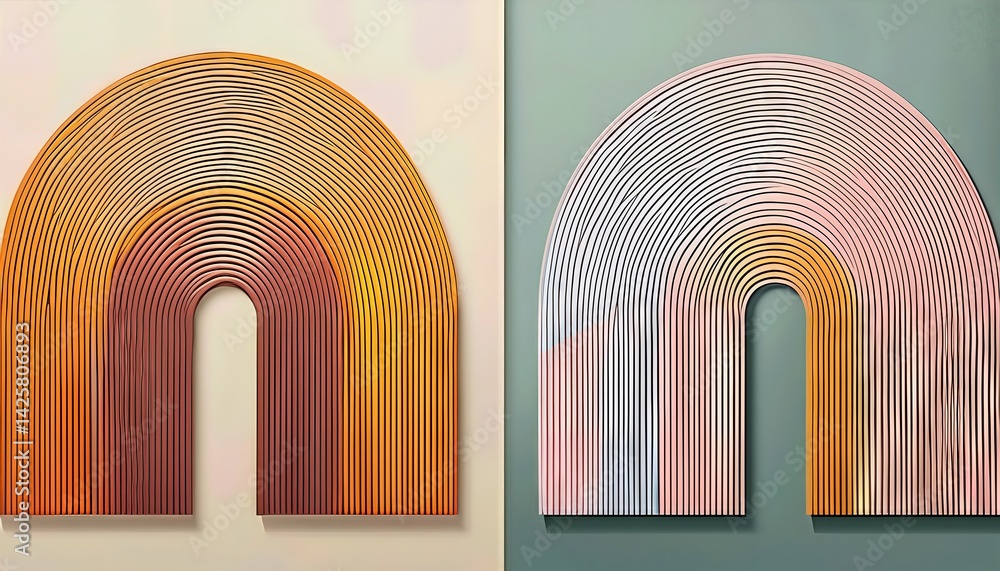 Poster abstract arches in minimalistic style a harmonious arc print set exuding elegance and tranquility am