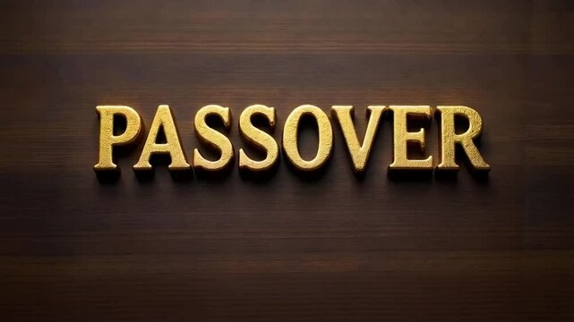 PASSOVER gold letters written on a dark wood background