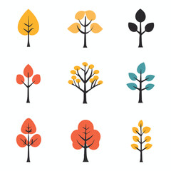 icon sheet, simple shapes, tree icon, white background