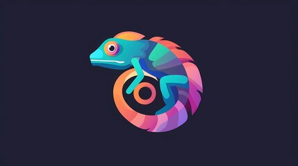 A logo with chameleon, modern, playful, simple design, Generative AI illustrations