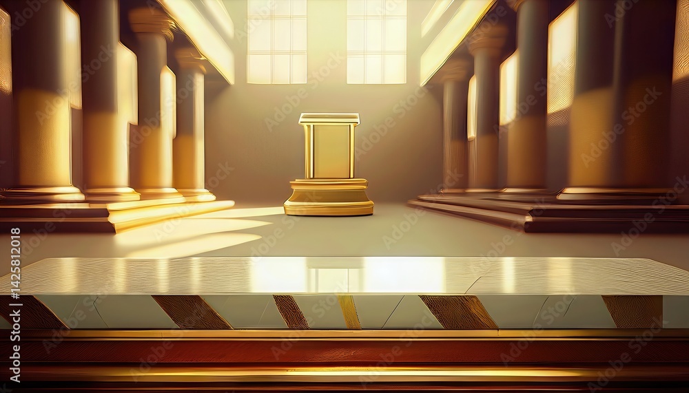 Aufkleber art gallery pedestal in soft focus generative ai a study of textures and light, showcasing the fusio