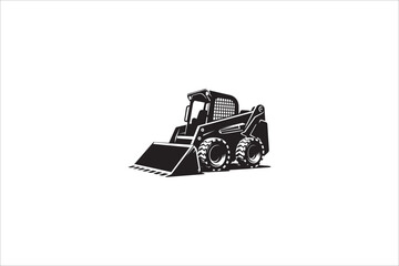 simple black Skid Steer Loader silhouette on white background.