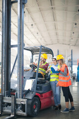 Obraz premium Workers in pvc factory at work