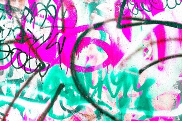 Vibrant graffiti art in neon pink, green, black. 90s, Y2K urban style, colorful spray patterns. Street art, modern 2000s visuals, creative urban design, social media reels.