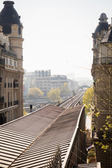 Dreamy spring Eiffel Tower from the metro bridge Bir Hakeim - Paris