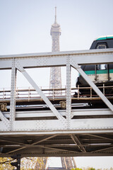 Dreamy spring Eiffel Tower from the metro bridge Bir Hakeim - Paris