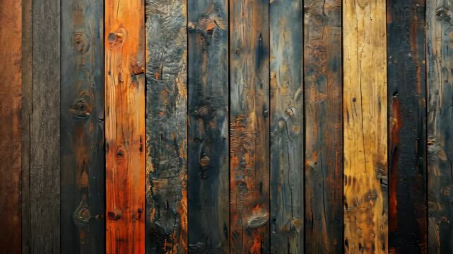 Varied hues of aged wooden planks arranged vertically as a textural backdrop
